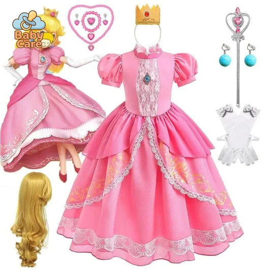 Déguisement Princesse Peach Rose Enfant Cosplay