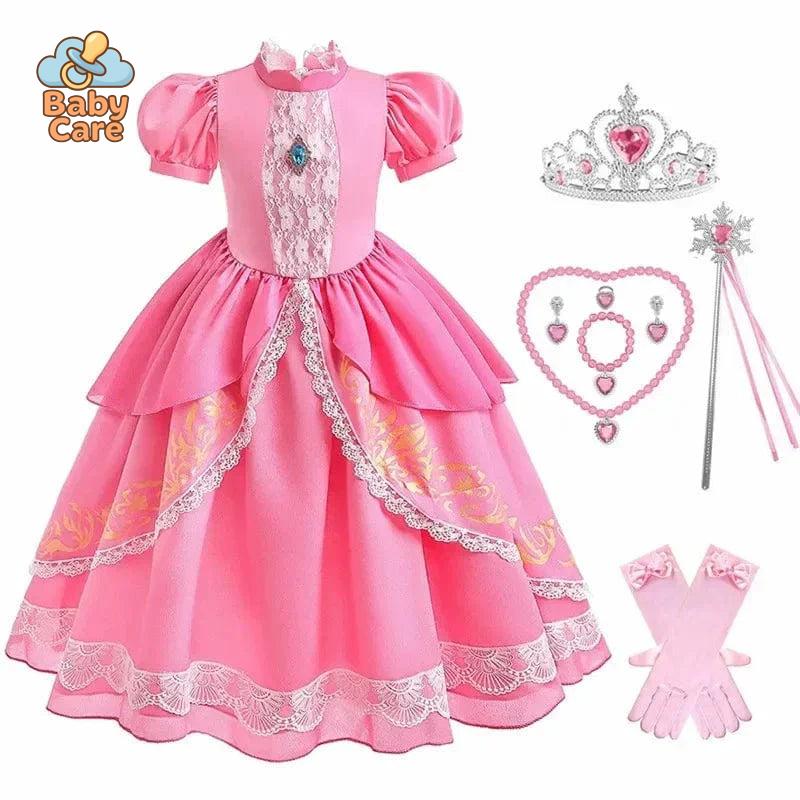 Déguisement Princesse Peach Rose Enfant Cosplay