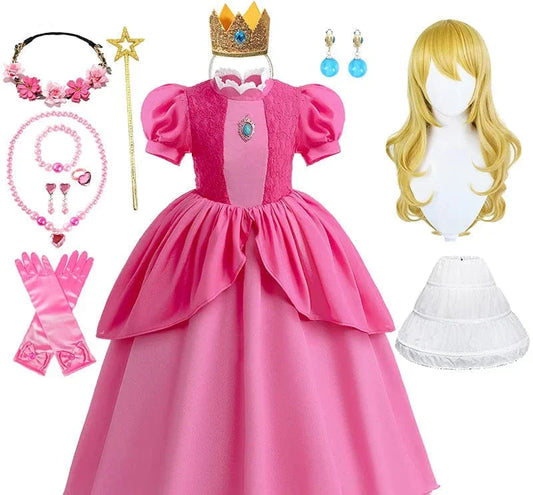 Déguisement Princesse Cosplay Peach Rose Enfant