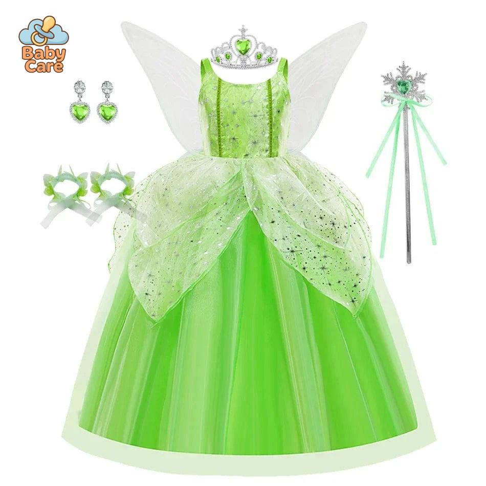 Déguisement fée Princesse Verte Ailée Enfant