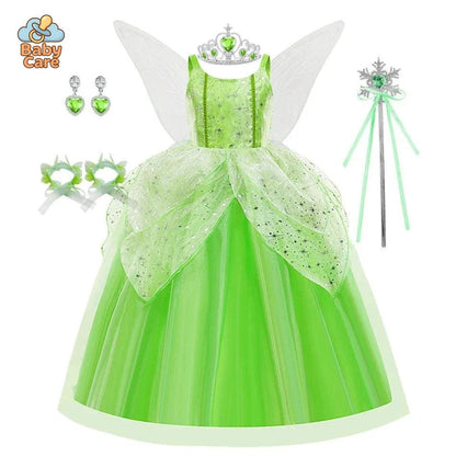 Déguisement fée Princesse Verte Ailée Enfant