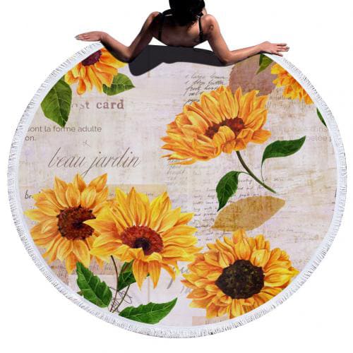 Serviette de plage<br> ronde tournesol