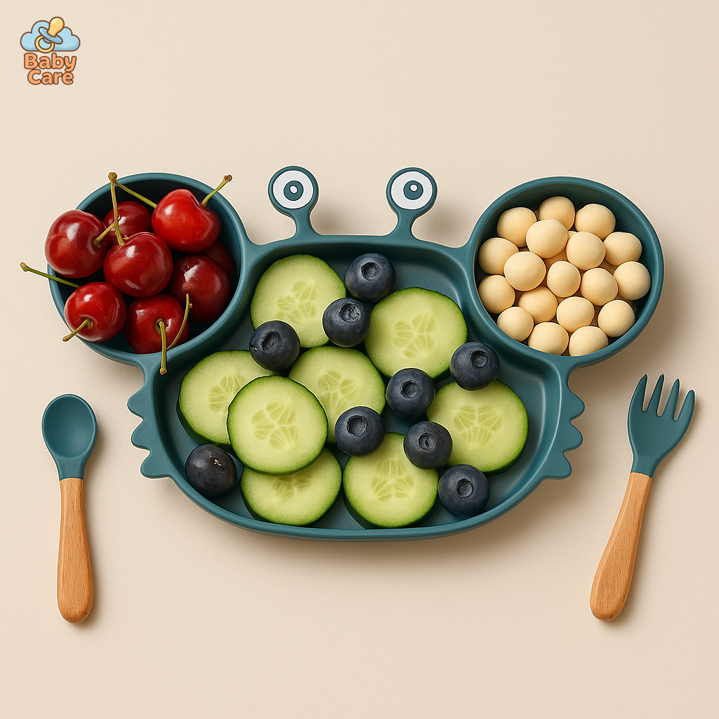 Assiette Silicone Bébé Crabe |  Baby Care - vue de face