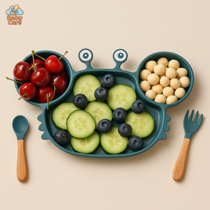 Assiette Silicone Bébé Crabe |  Baby Care - vue de face