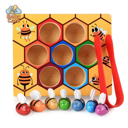 Jouet éducatif en bois ruche abeilles