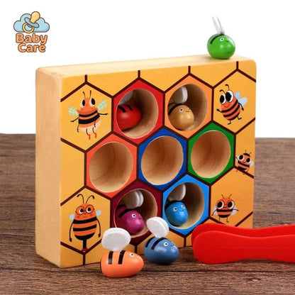 Jouet éducatif en bois ruche abeilles