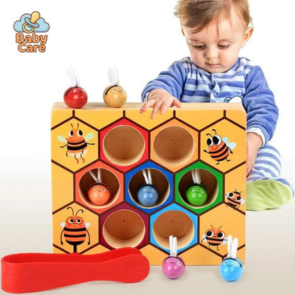 Jouet éducatif en bois ruche abeilles