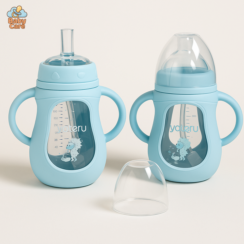 Biberon en verre protection silicone - vue de face