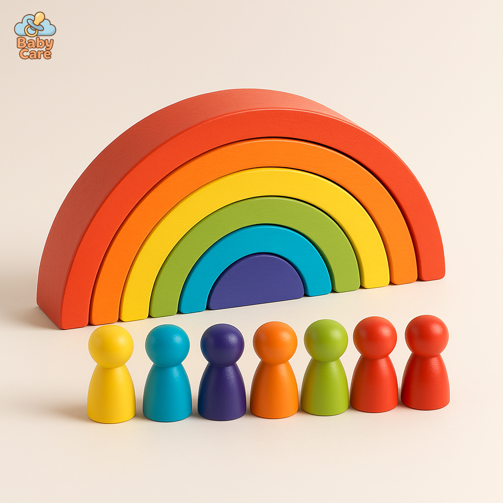Blocs à Empiler Montessori Arc-en-Ciel |  Baby Care - vue de face