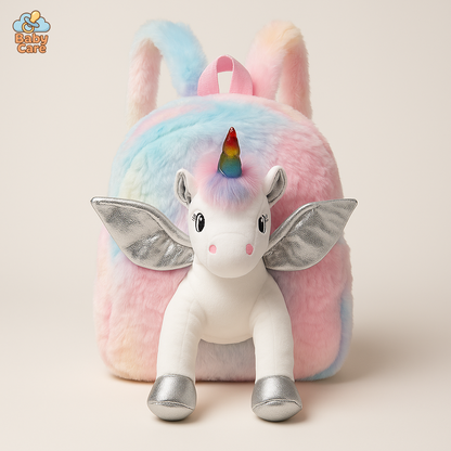 Cartable licorne peluche féérique - vue de face