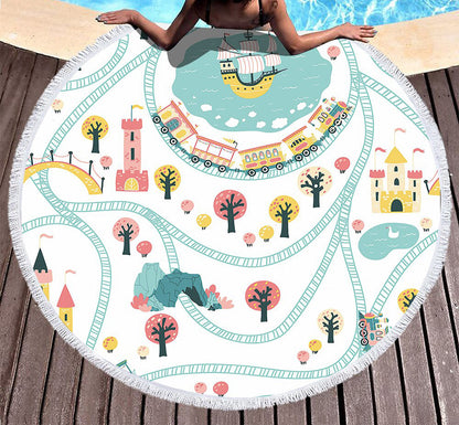 Serviette de plage ronde<br> carte imaginaire