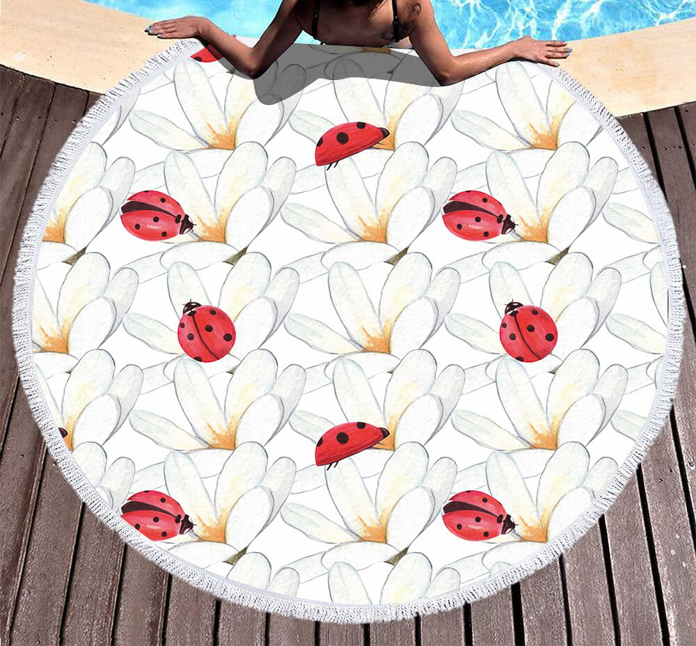 Serviette de plage<br> ronde coccinelle