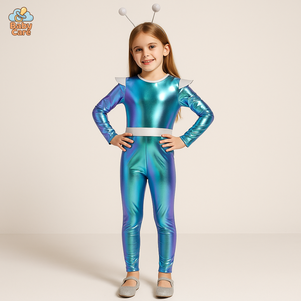 Déguisement Astronaute Métallique Enfant Argentée - vue de face