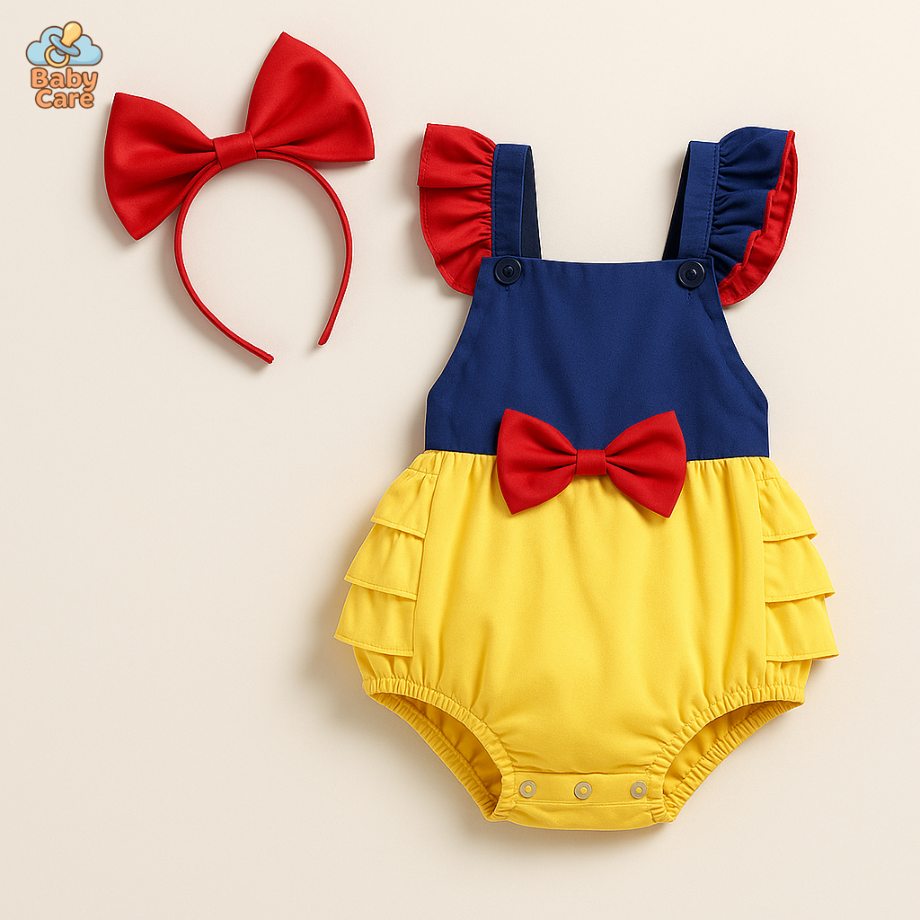 Déguisement blanche neige bébé carnaval 2 pièces - vue de face