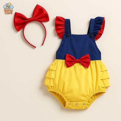 Déguisement blanche neige bébé carnaval 2 pièces - vue de face