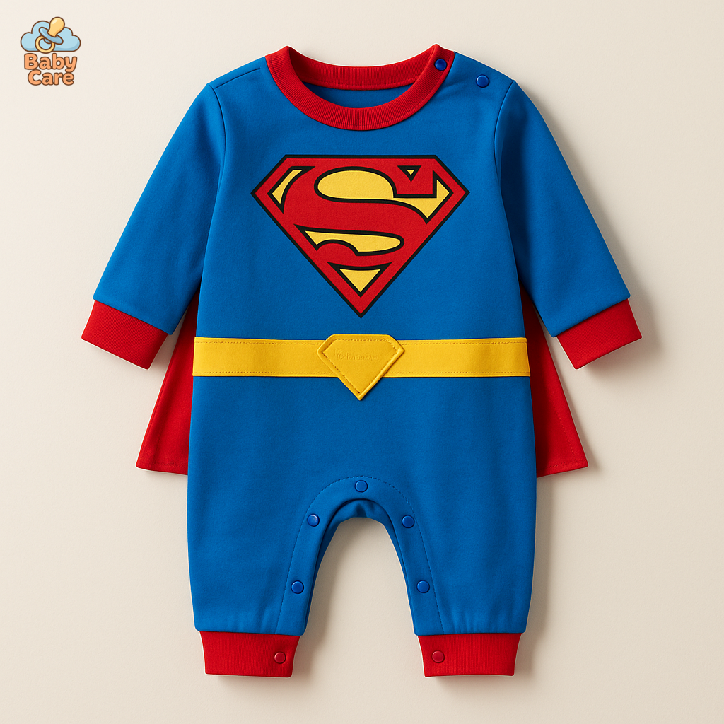 Déguisement carnaval super man bébé avec cape - vue de face