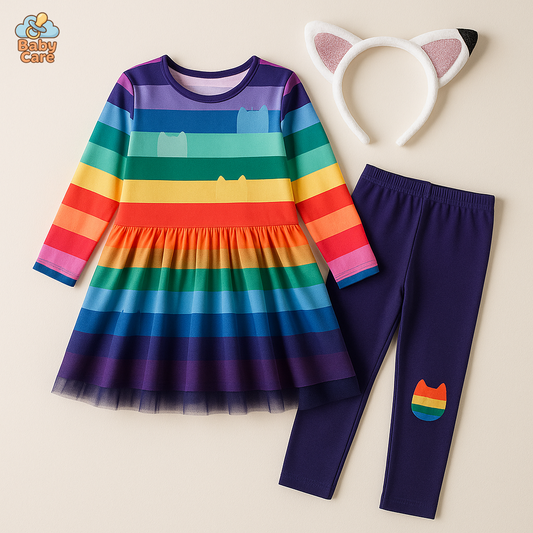 Déguisement Chat Arc-en-Ciel Fille - vue de face