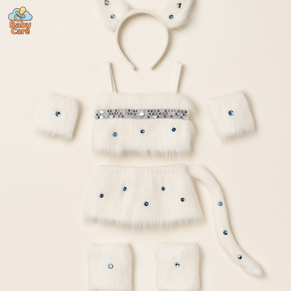 Déguisement Chat Blanc Fille Danse Cosplay - vue de face