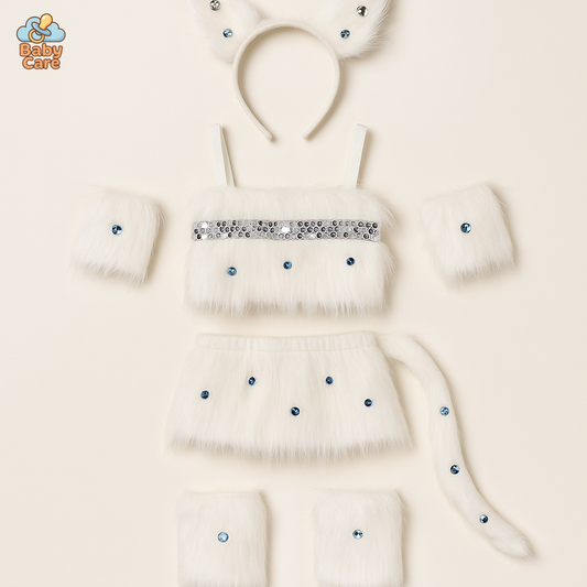 Déguisement Chat Blanc Fille Danse Cosplay - vue de face