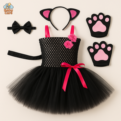 Déguisement Chat Noir Fille avec Tutu et Accessoires - vue de face