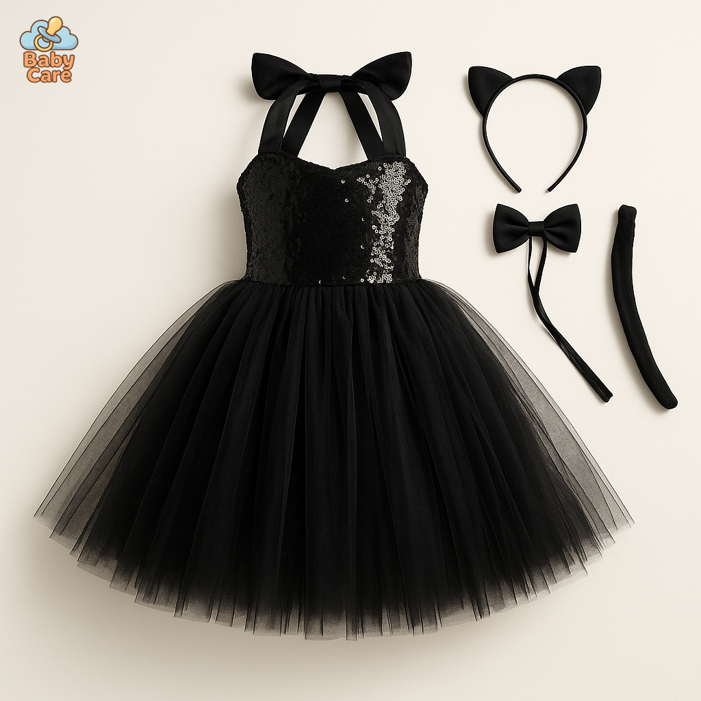 Déguisement Chat Noir Fille Tutu Halloween - vue de face