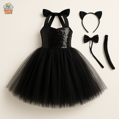 Déguisement Chat Noir Fille Tutu Halloween - vue de face