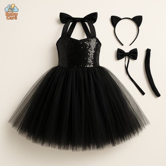 Déguisement Chat Noir Fille Tutu Halloween - vue de face