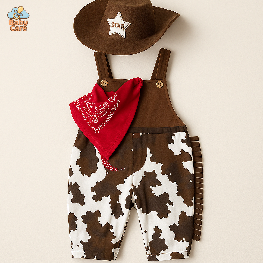 Déguisement cowboy bébé fille et garçon 3 pièces - vue de face