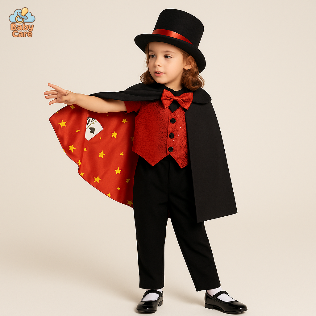Déguisement de magicien Enfant avec Cape et Chapeau - vue de face