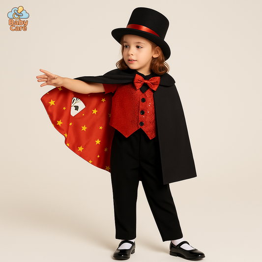 Déguisement de magicien Enfant avec Cape et Chapeau - vue de face