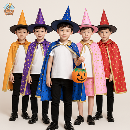 Déguisement de magicien Enfant Cape et Chapeau - vue de face