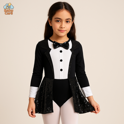 Déguisement de magicien Fille avec Paillettes Élégantes - vue de face