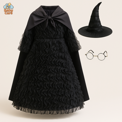 Déguisement de Sorcière Halloween Enfant Robe Noire - vue de face
