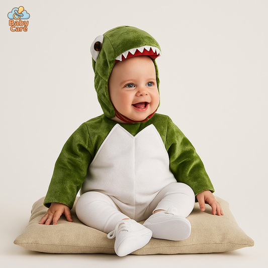 Déguisement Dinosaure Bébé avec Bonnet Vert - vue de face