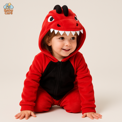 Déguisement Dinosaure Enfant Kigurumi Rouge Chaud - vue de face