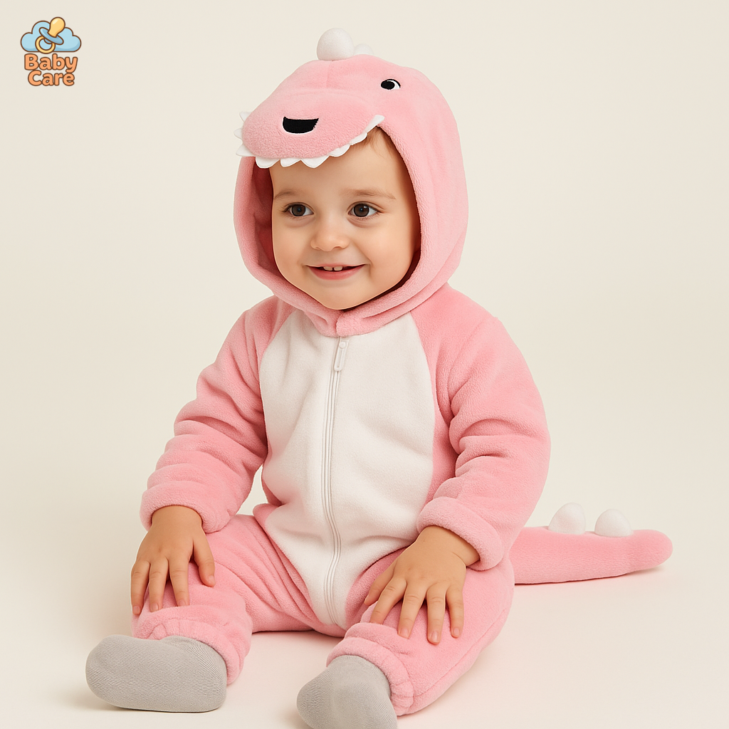 Déguisement Dinosaure Grenouillère Bébé Polaire Hiver - vue de face