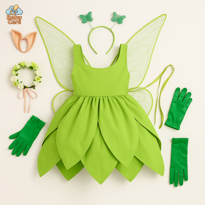 Déguisement fée Clochette Robe Verte Féérique Enfant - vue de face