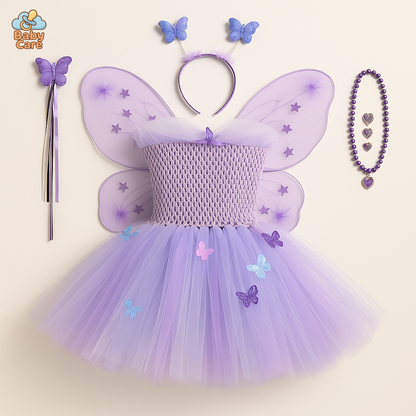Déguisement Fée Papillon Enfant Violet - vue de face