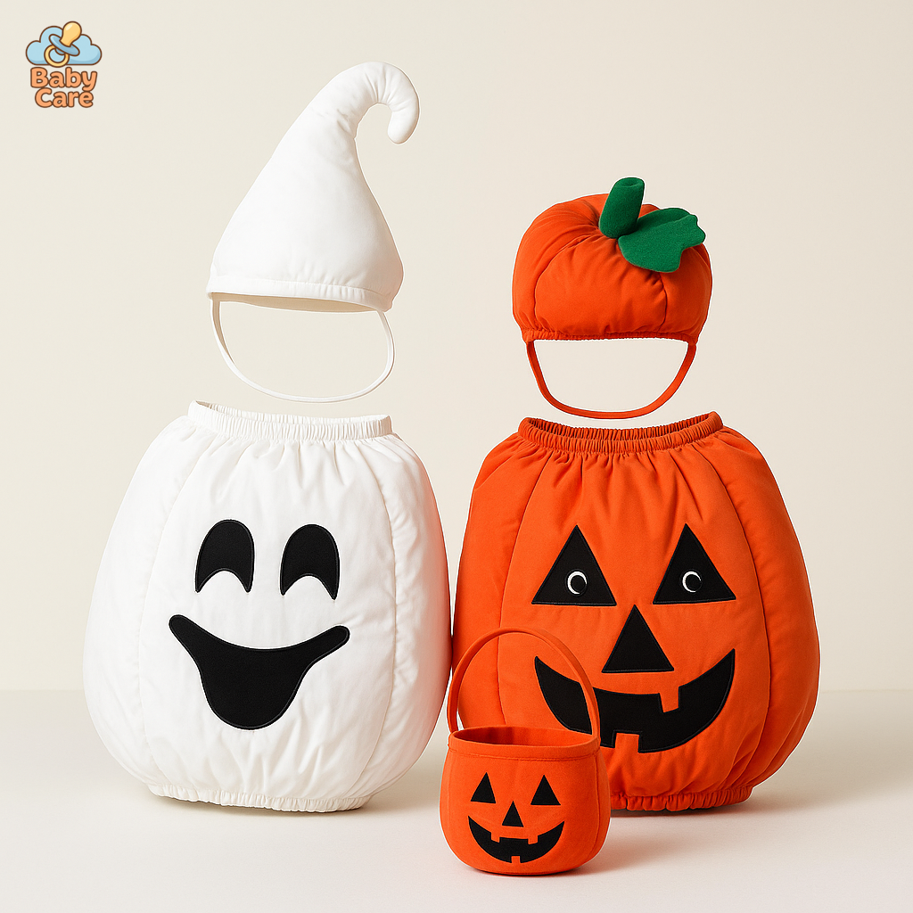 Déguisement halloween bébé Citrouille et Fantôme - vue de face