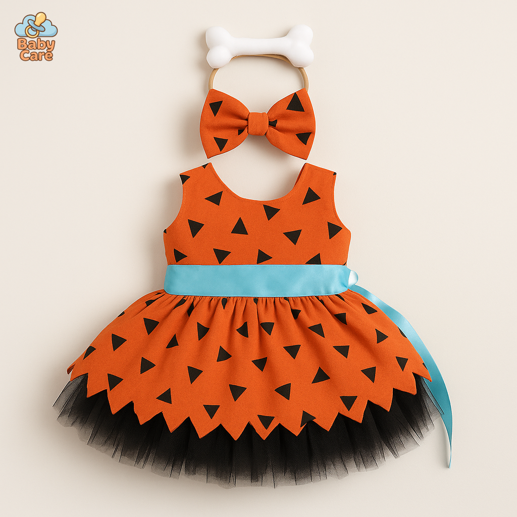 Déguisement pierrafeu carnaval bébé fille - vue de face