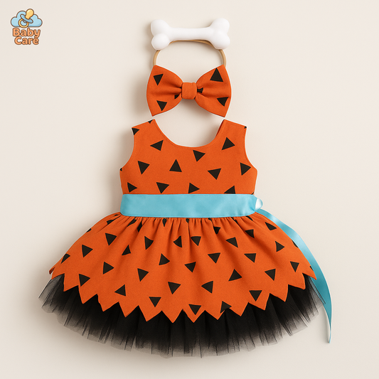 Déguisement pierrafeu carnaval bébé fille - vue de face