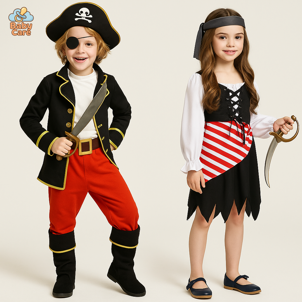 Déguisement pirate garçon et fille assorti - vue de face