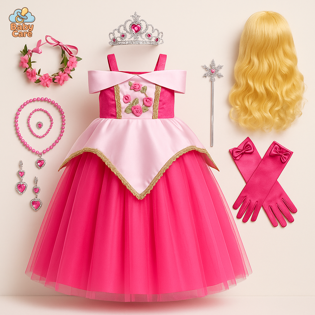 Déguisement Princesse Aurore Enfant Robe Luxueux - vue de face