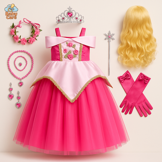 Déguisement Princesse Aurore Enfant Robe Luxueux - vue de face