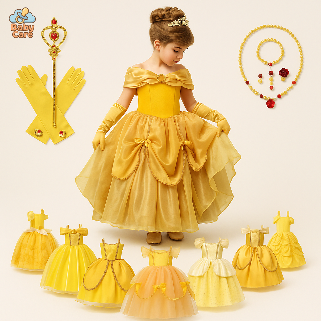 Déguisement Princesse Belle Enfant avec Accessoires - vue de face