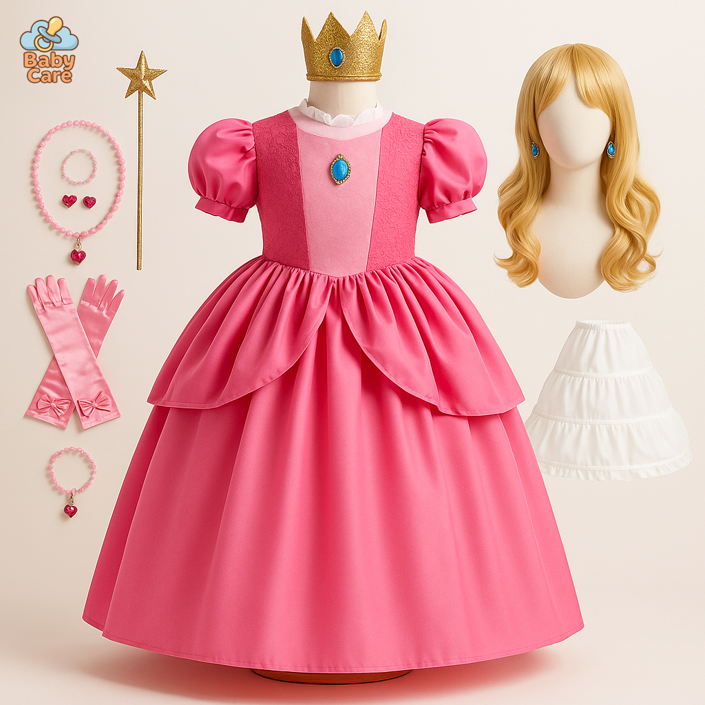 Déguisement Princesse Cosplay Peach Rose Enfant - vue de face