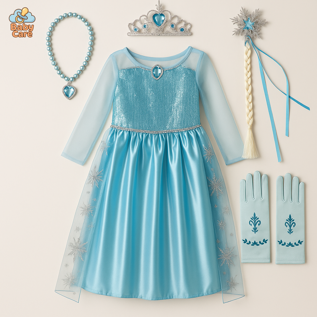 Déguisement Princesse Elsa Enfant Déguisement Bleu - vue de face