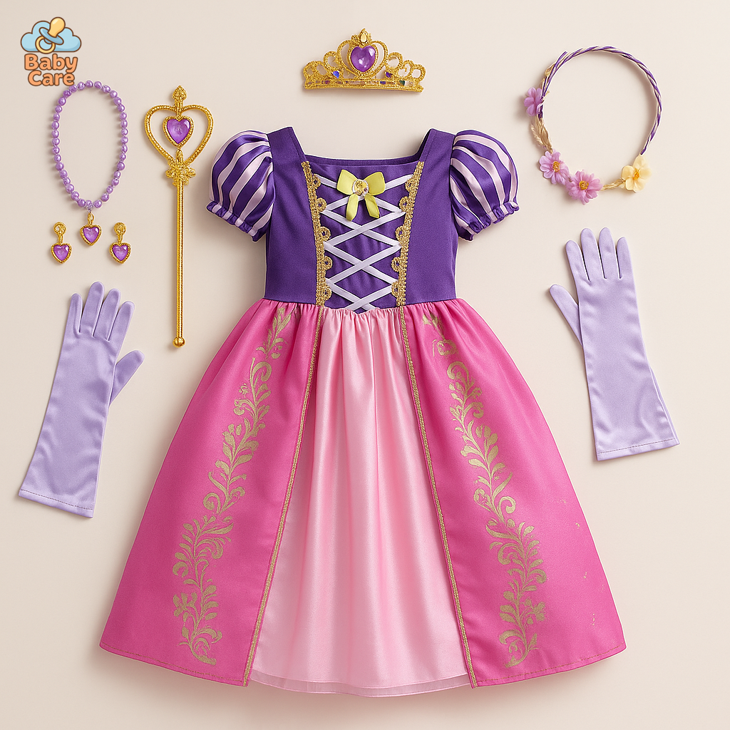 Déguisement Princesse Enfant Raiponce Costume Violet - vue de face