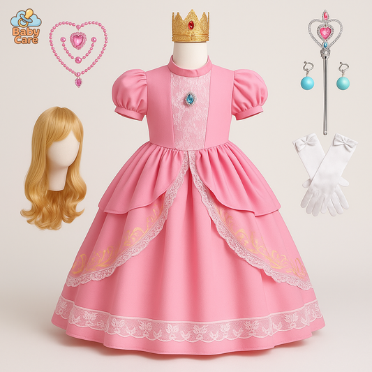 Déguisement Princesse Peach Rose Enfant Cosplay - vue de face