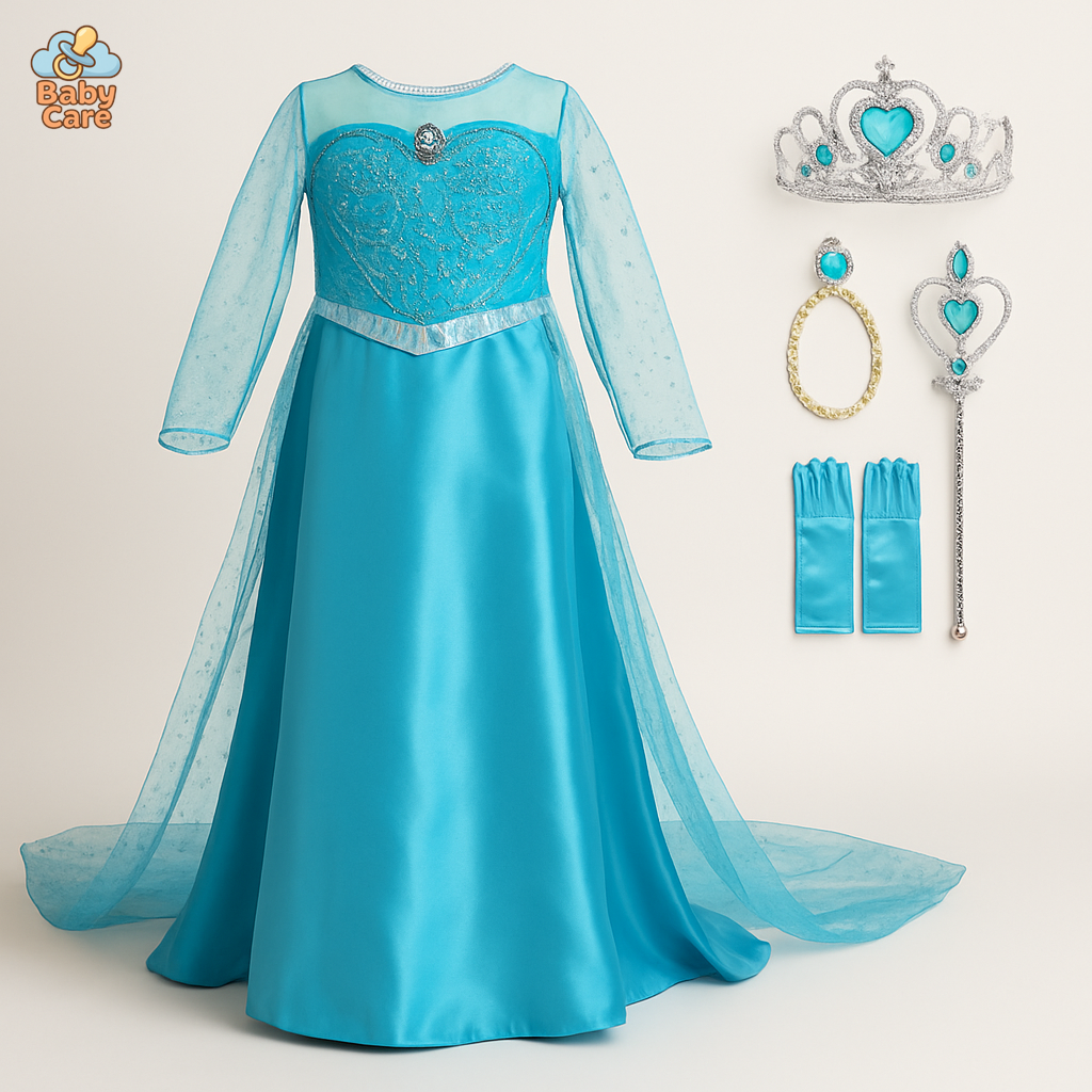 Déguisement reine des neiges robe et accessoires - vue de face